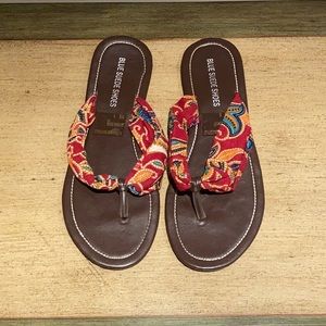 Deora Red Flat Thong Sandals